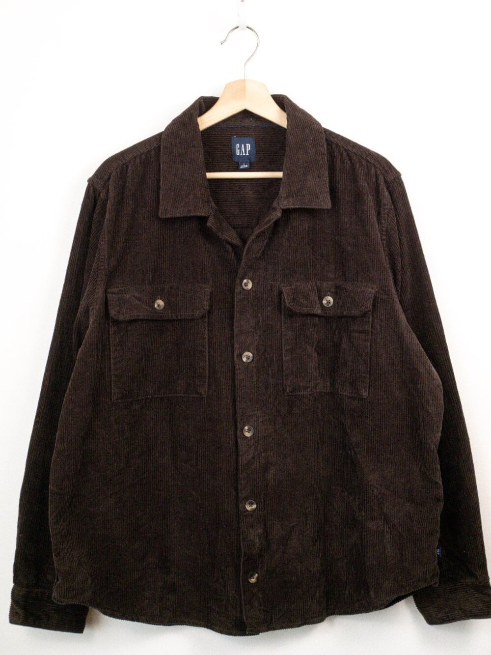 Gap Mens Brown Corduroy Shirt Jacket Large L Overshirt MINT